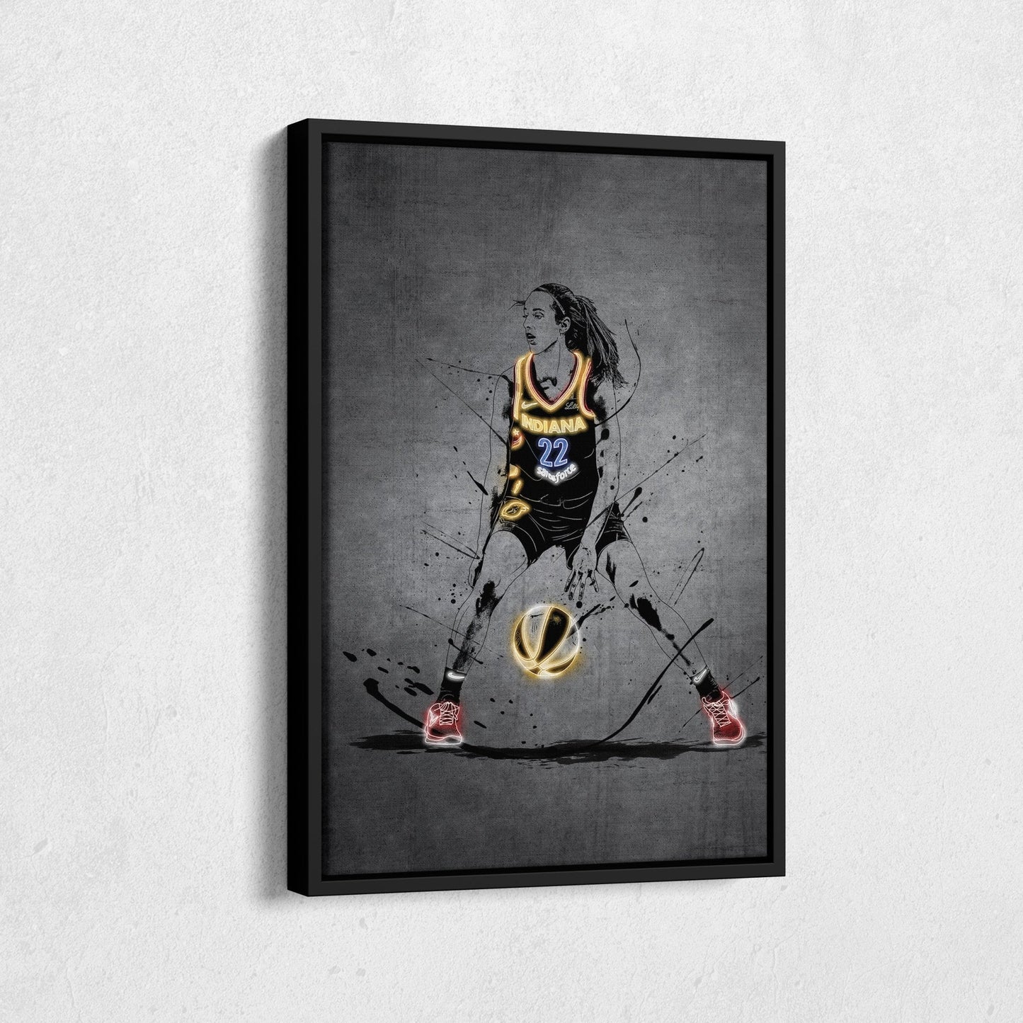 Caitlin Clark Neon Canvas Art | Modern Wall Decor for Fever Fans