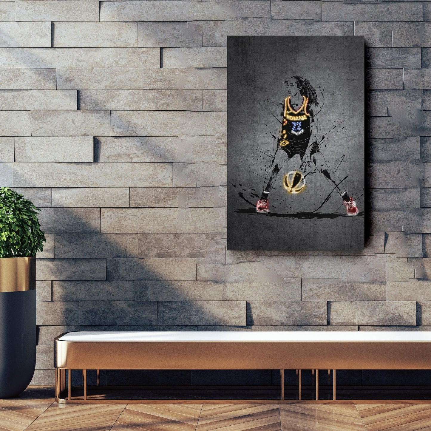 Caitlin Clark Neon Canvas Art | Modern Wall Decor for Fever Fans