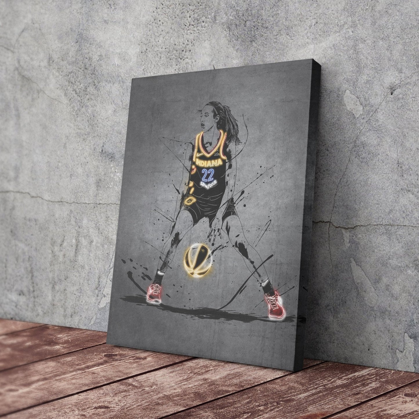 Caitlin Clark Neon Canvas Art | Modern Wall Decor for Fever Fans