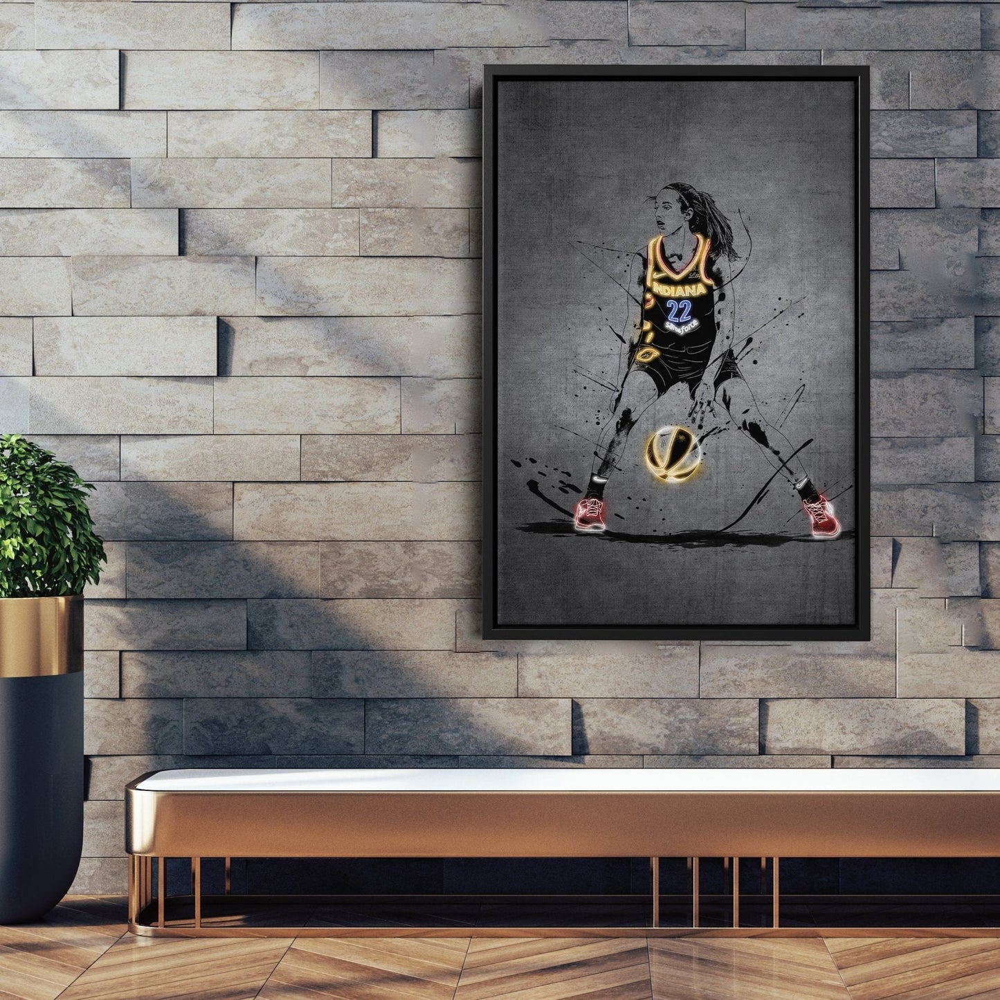 Caitlin Clark Neon Canvas Art | Modern Wall Decor for Fever Fans