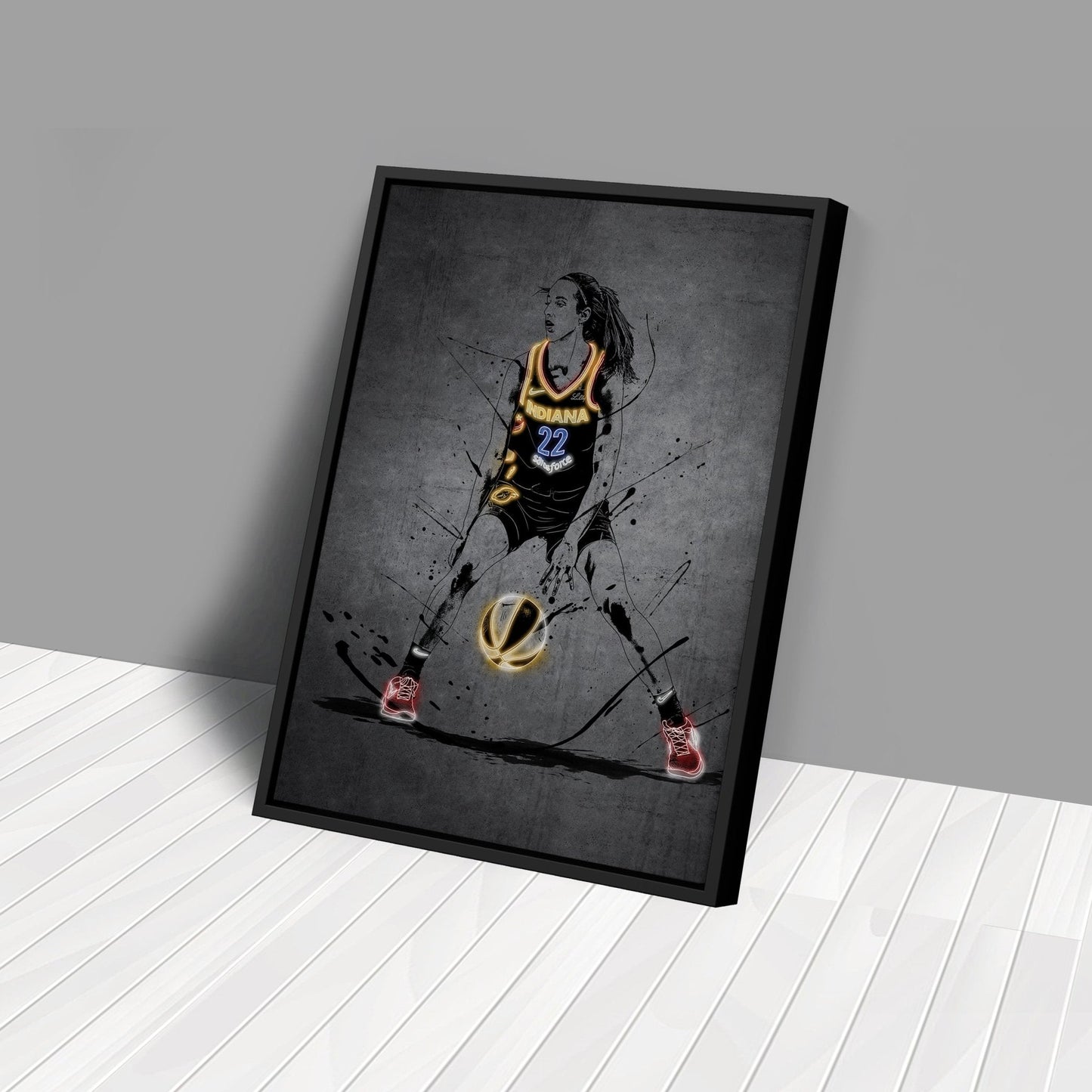 Caitlin Clark Neon Canvas Art | Modern Wall Decor for Fever Fans