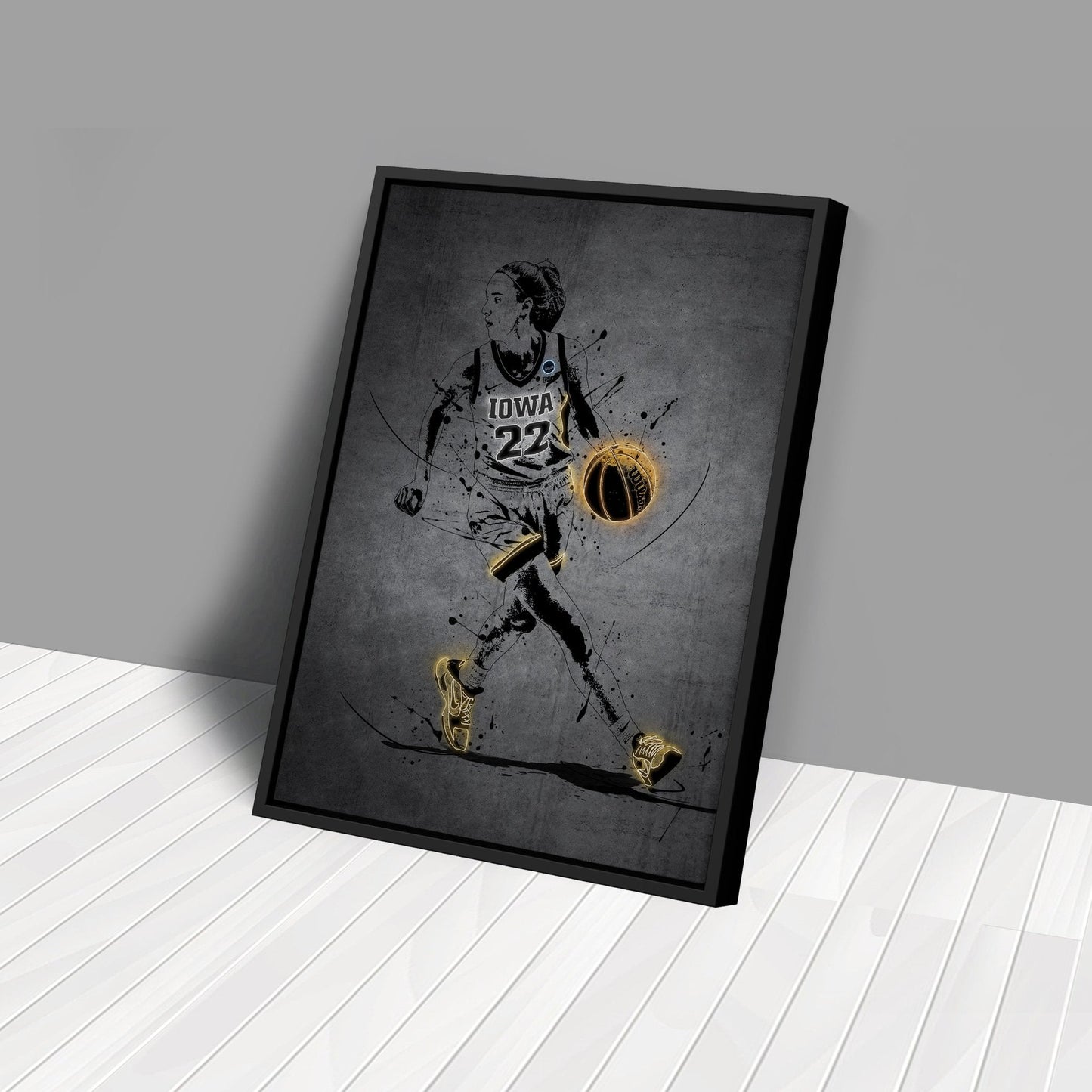 Caitlin Clark Neon Canvas Art | Modern Wall Decor for Hawkeyes Fans