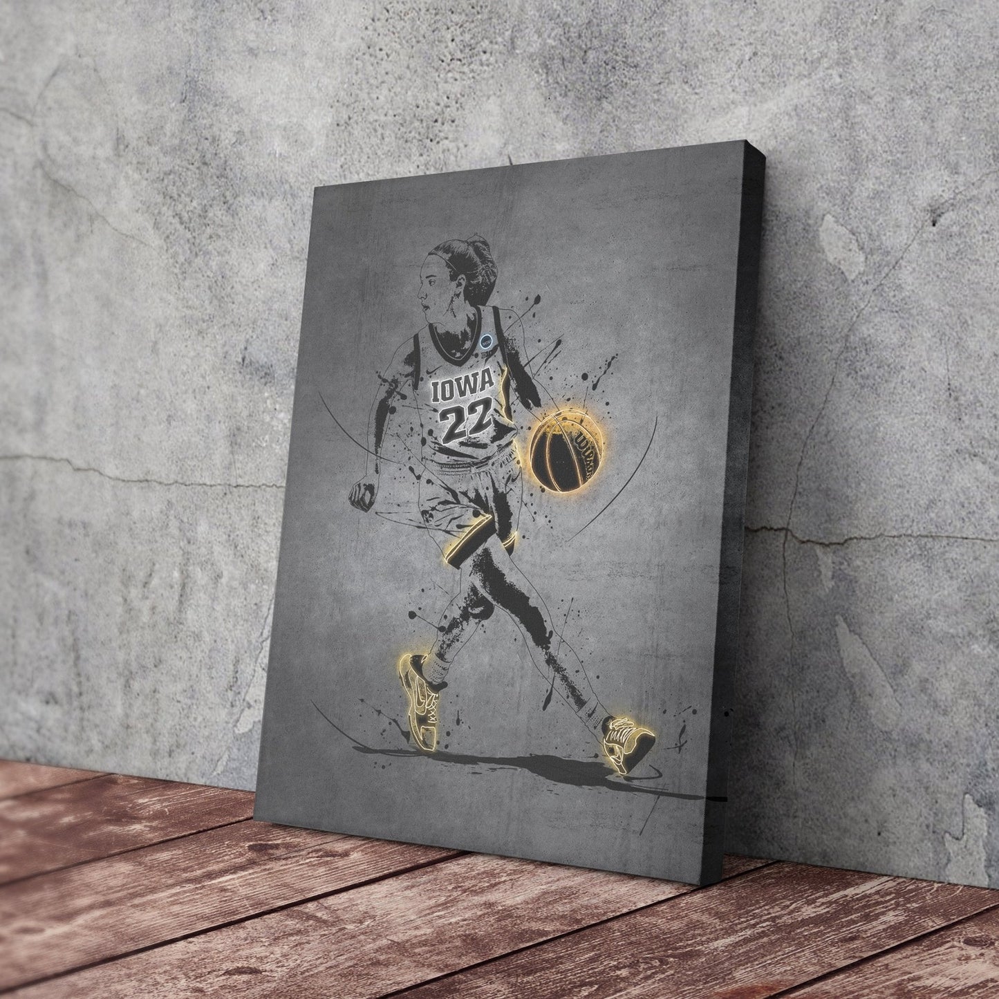 Caitlin Clark Neon Canvas Art | Modern Wall Decor for Hawkeyes Fans