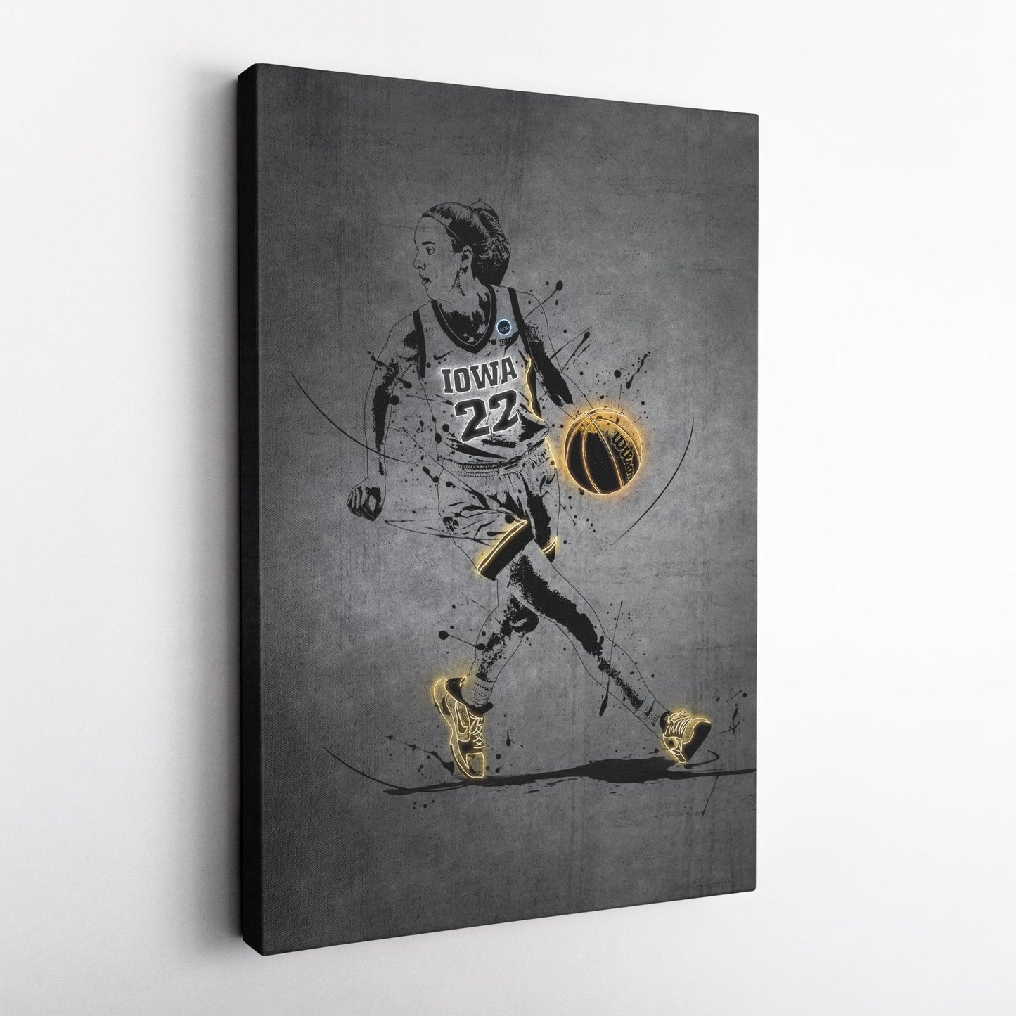 Caitlin Clark Neon Canvas Art | Modern Wall Decor for Hawkeyes Fans