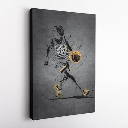 Caitlin Clark Neon Canvas Art | Modern Wall Decor for Hawkeyes Fans