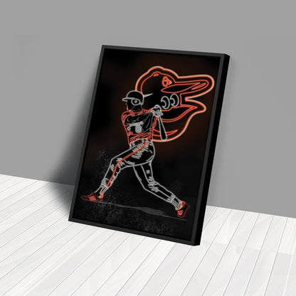Cal Ripken Jr. Neon Canvas Art | Orioles Wall Decor