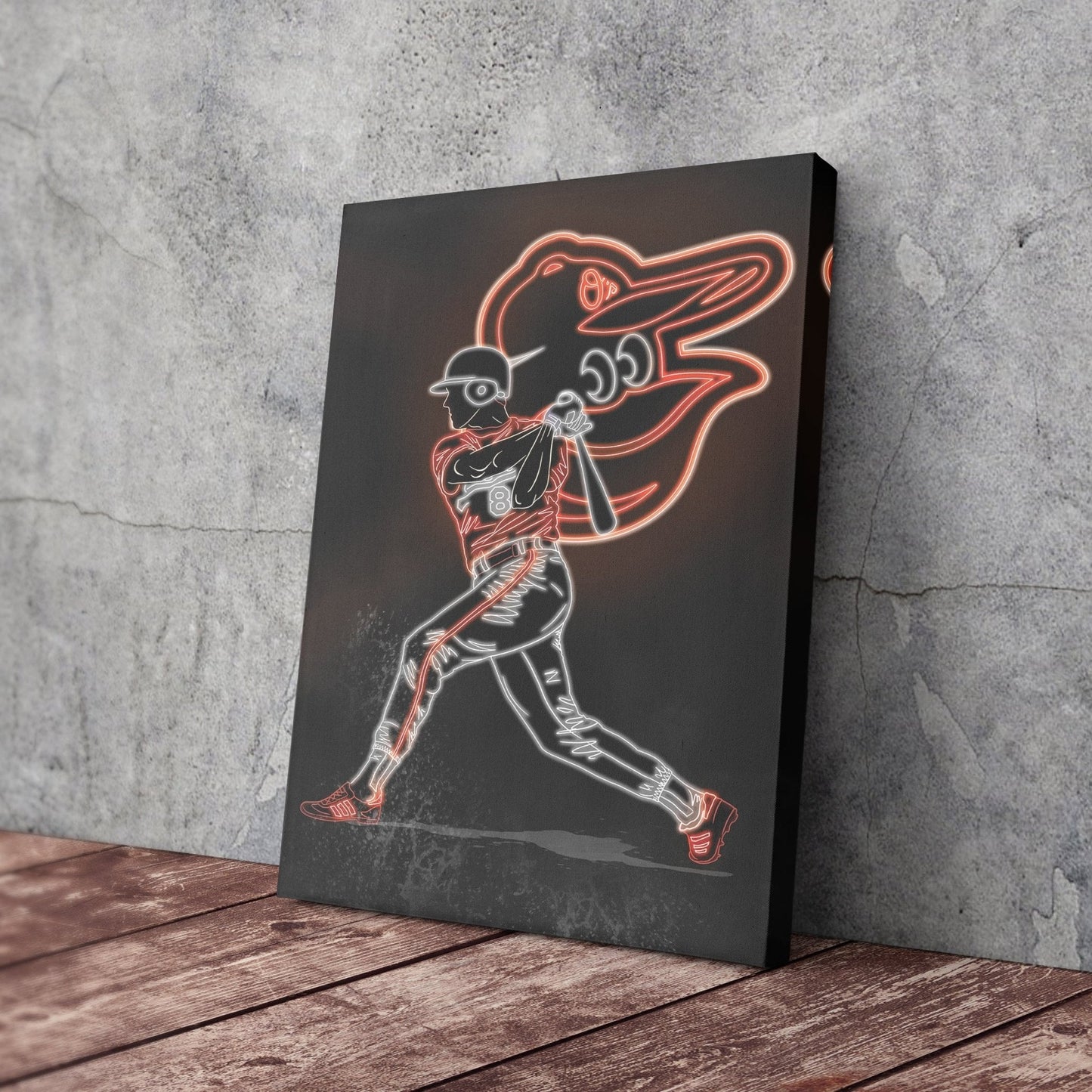 Cal Ripken Jr. Neon Canvas Art | Orioles Wall Decor