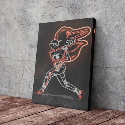 Cal Ripken Jr. Neon Canvas Art | Orioles Wall Decor