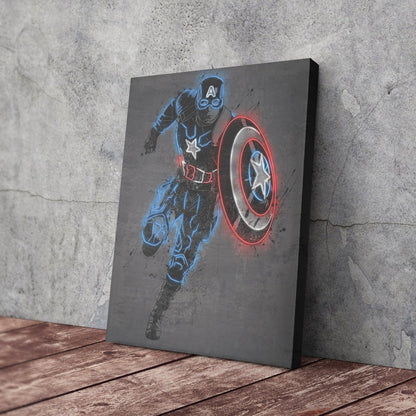 Captain America Canvas | Marvel Neon Wall Art