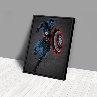 Captain America Canvas | Marvel Neon Wall Art