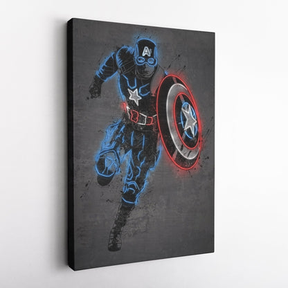 Captain America Canvas | Marvel Neon Wall Art