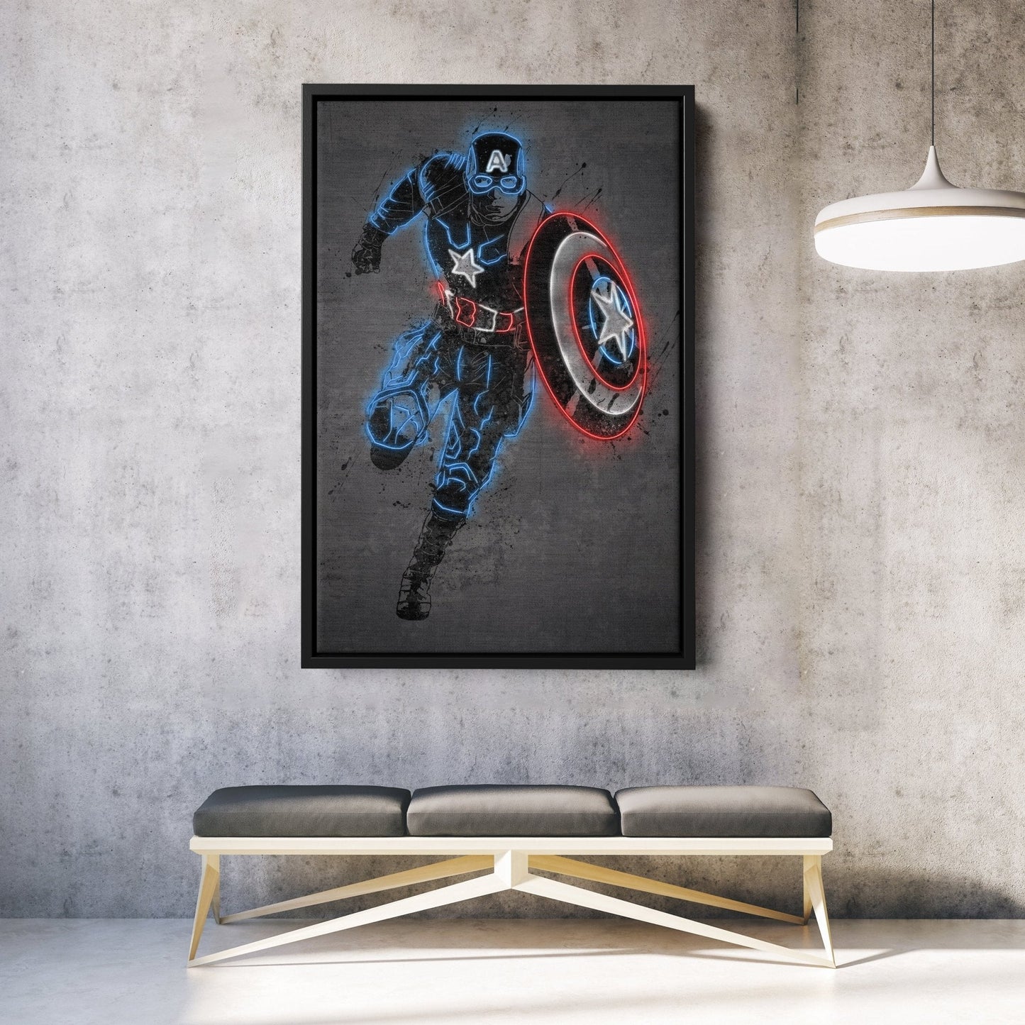 Captain America Canvas | Marvel Neon Wall Art