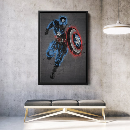 Captain America Canvas | Marvel Neon Wall Art