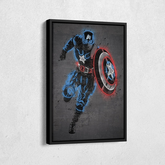 Captain America Canvas | Marvel Neon Wall Art