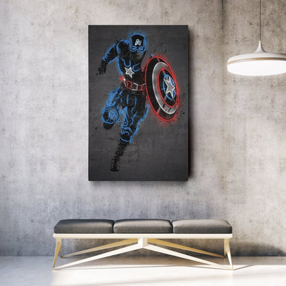 Captain America Canvas | Marvel Neon Wall Art