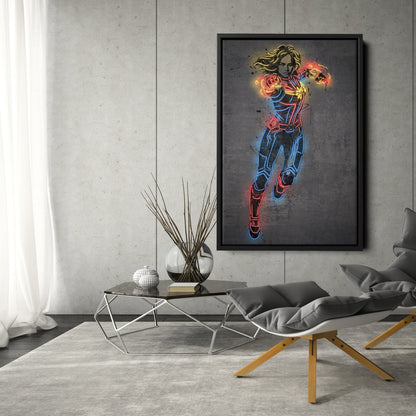 Captain Marvel Canvas | Marvel Neon Wall Art