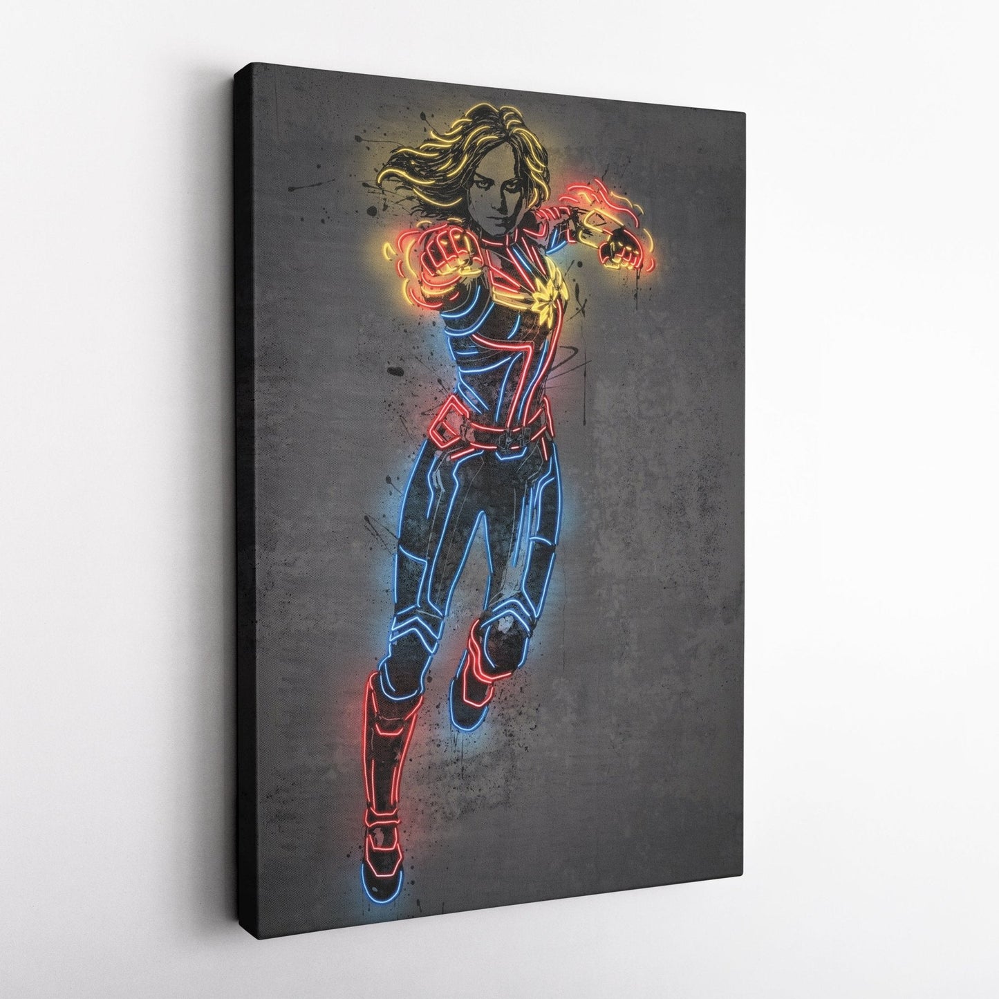 Captain Marvel Canvas | Marvel Neon Wall Art