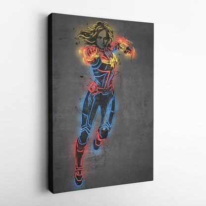 Captain Marvel Canvas | Marvel Neon Wall Art