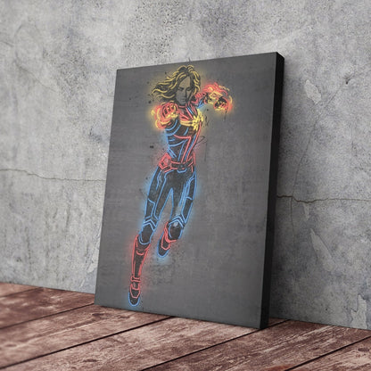 Captain Marvel Canvas | Marvel Neon Wall Art