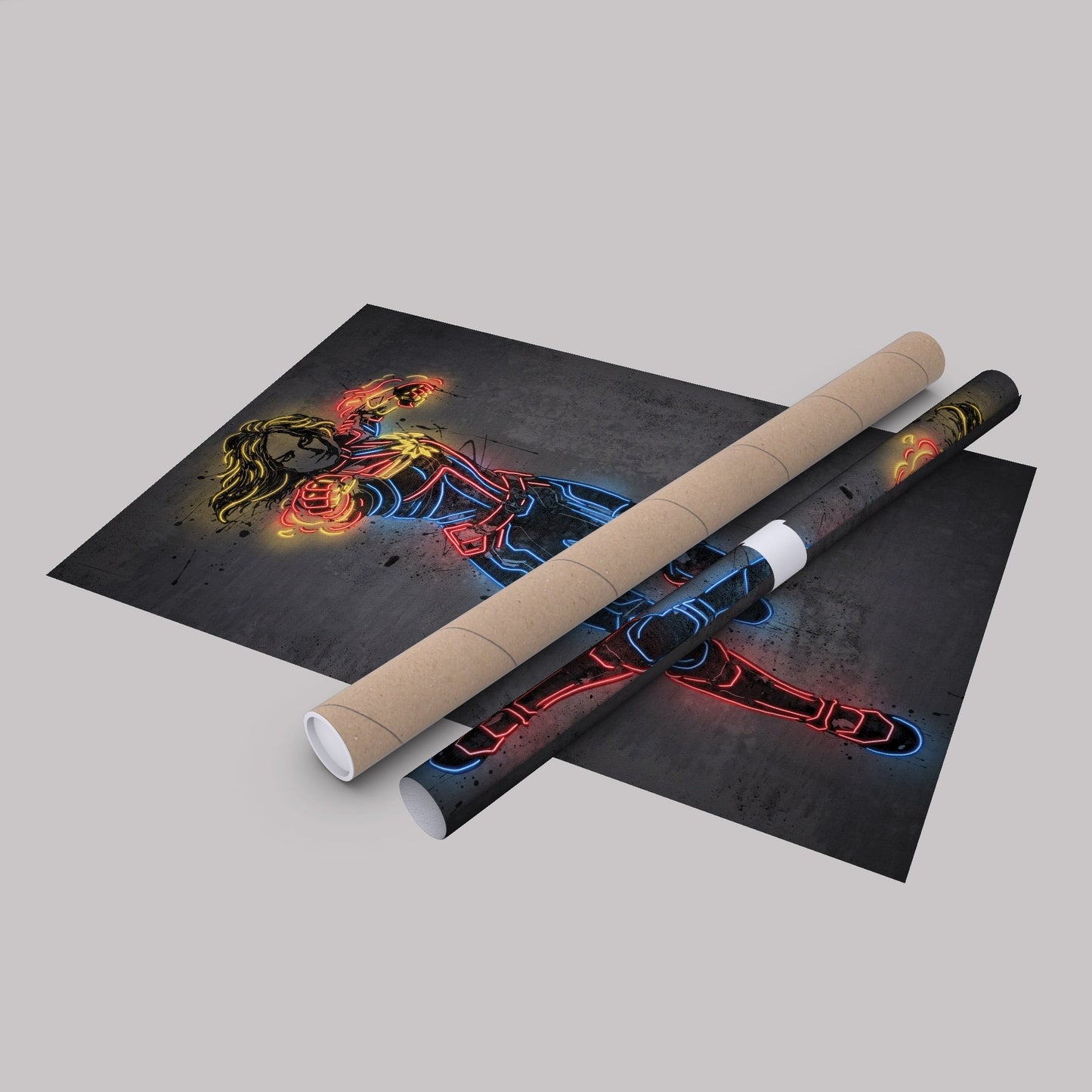 Captain Marvel Canvas | Marvel Neon Wall Art