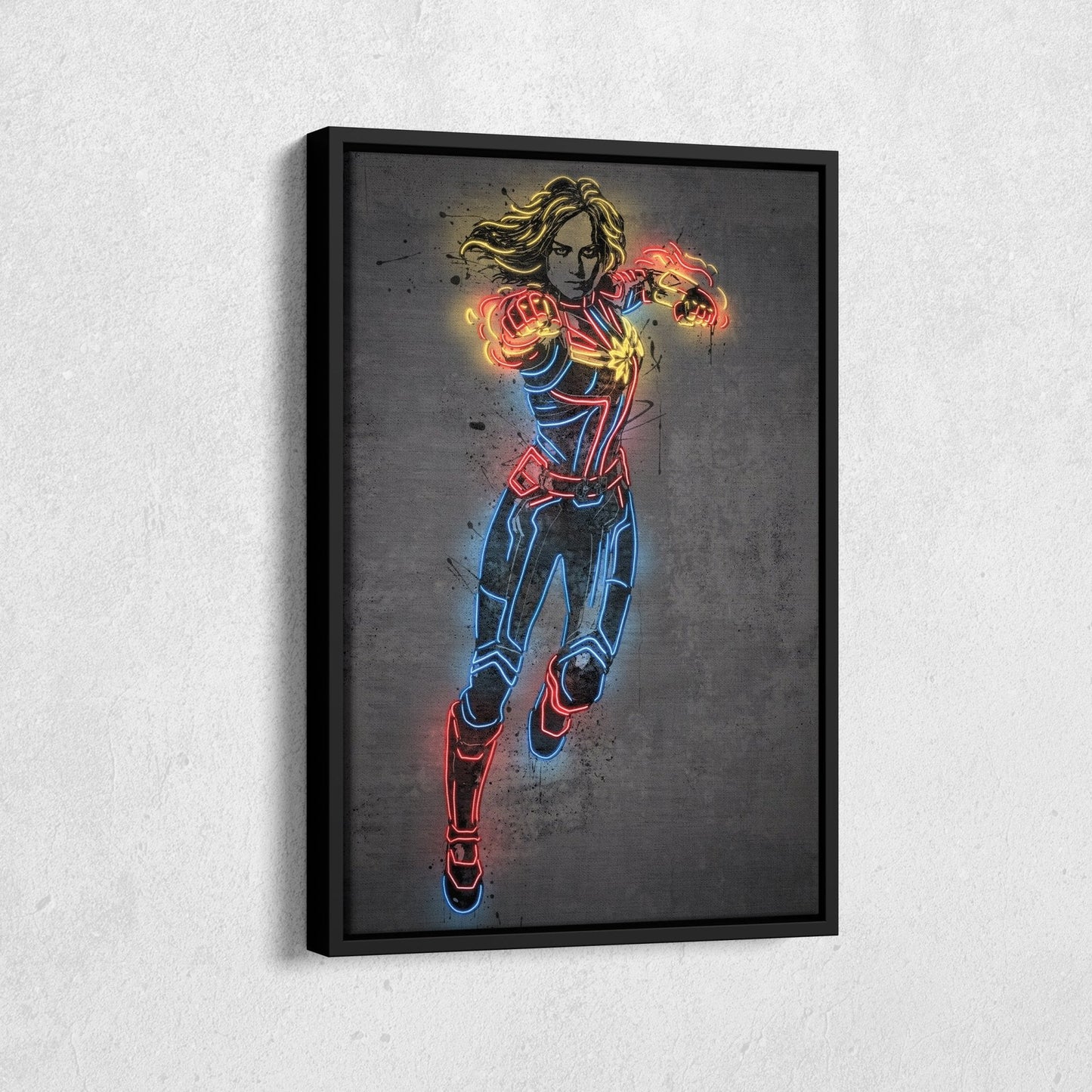 Captain Marvel Canvas | Marvel Neon Wall Art