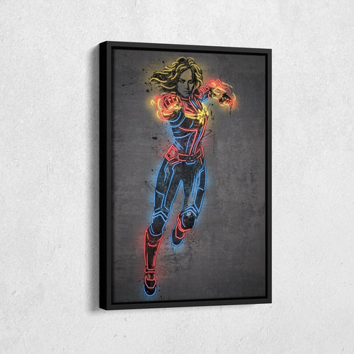 Captain Marvel Canvas | Marvel Neon Wall Art