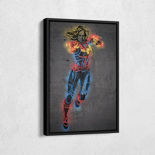 Captain Marvel Canvas | Marvel Neon Wall Art