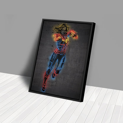 Captain Marvel Canvas | Marvel Neon Wall Art