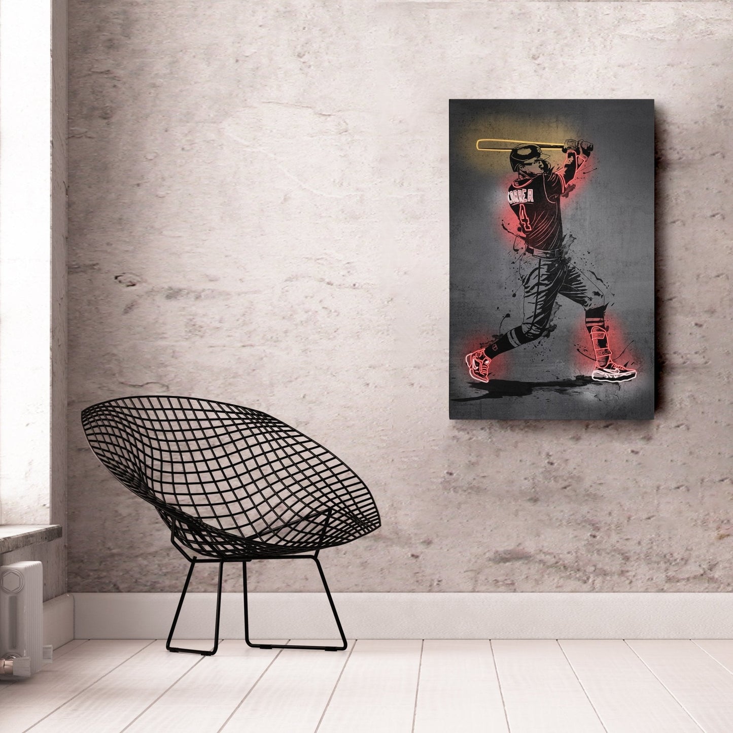 Carlos Correa Neon Canvas Art | Modern Wall Decor for Twins Fans