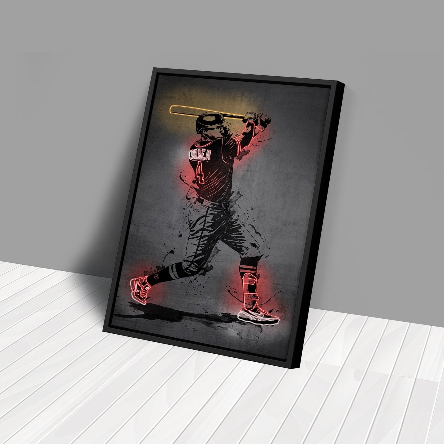 Carlos Correa Neon Canvas Art | Modern Wall Decor for Twins Fans