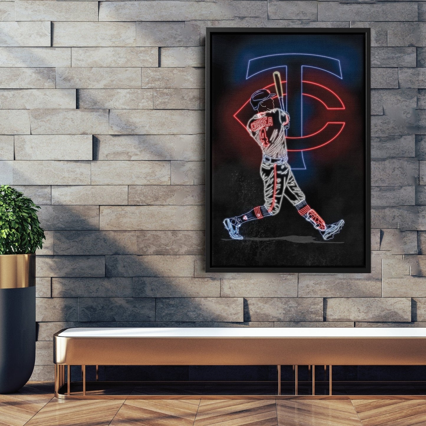Carlos Correa Neon Canvas Art | Twins Wall Decor