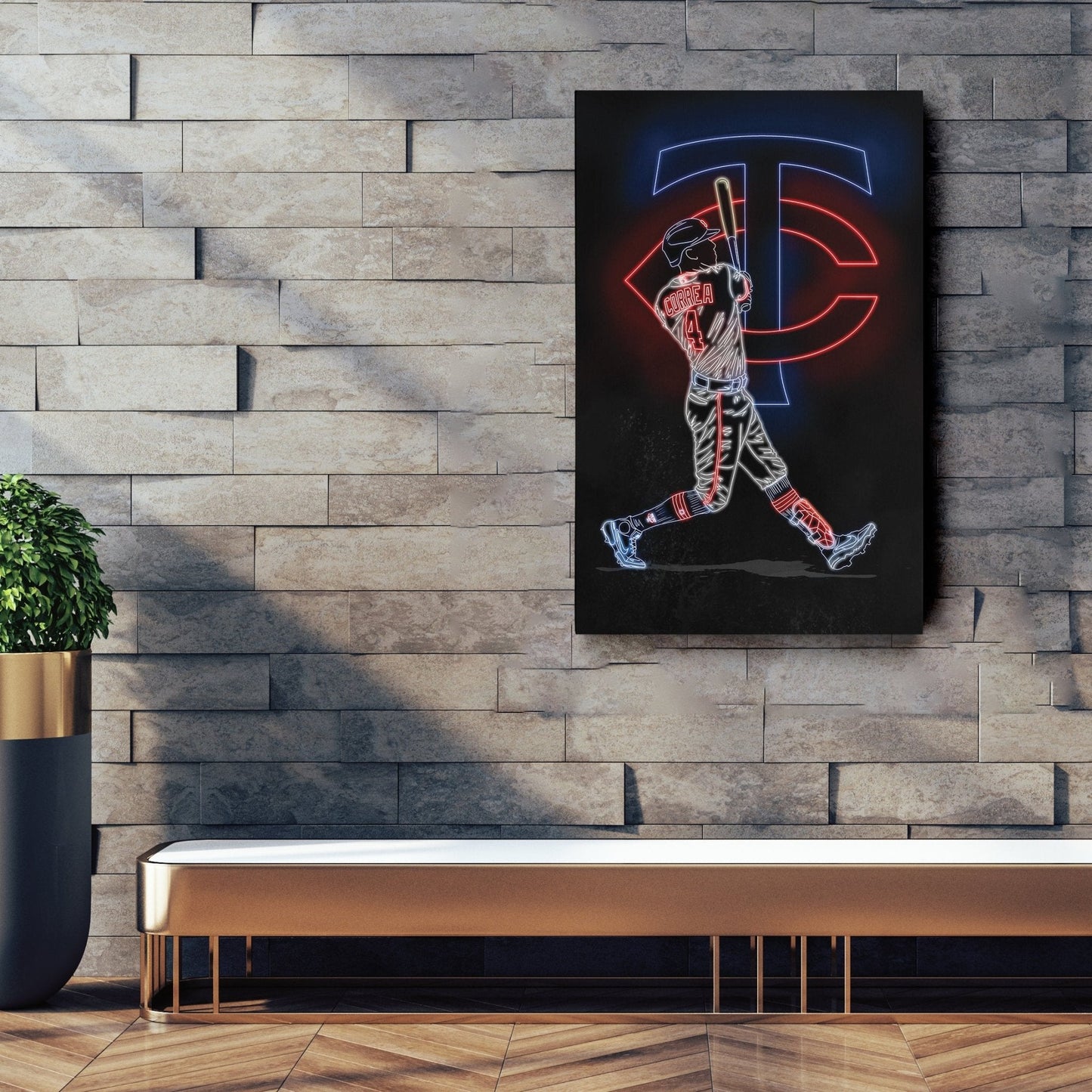 Carlos Correa Neon Canvas Art | Twins Wall Decor