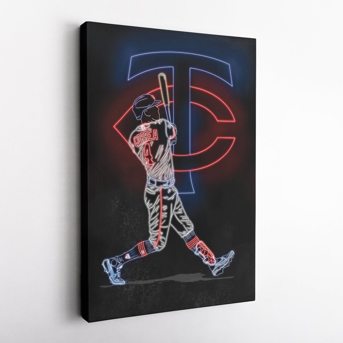 Carlos Correa Neon Canvas Art | Twins Wall Decor