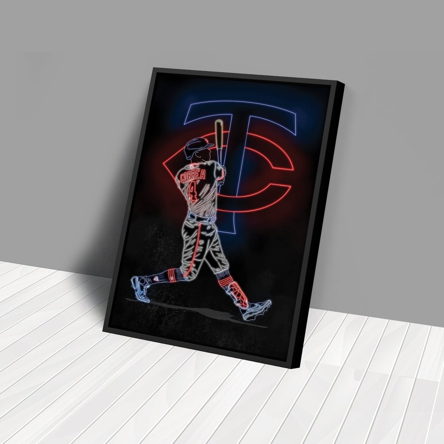 Carlos Correa Neon Canvas Art | Twins Wall Decor