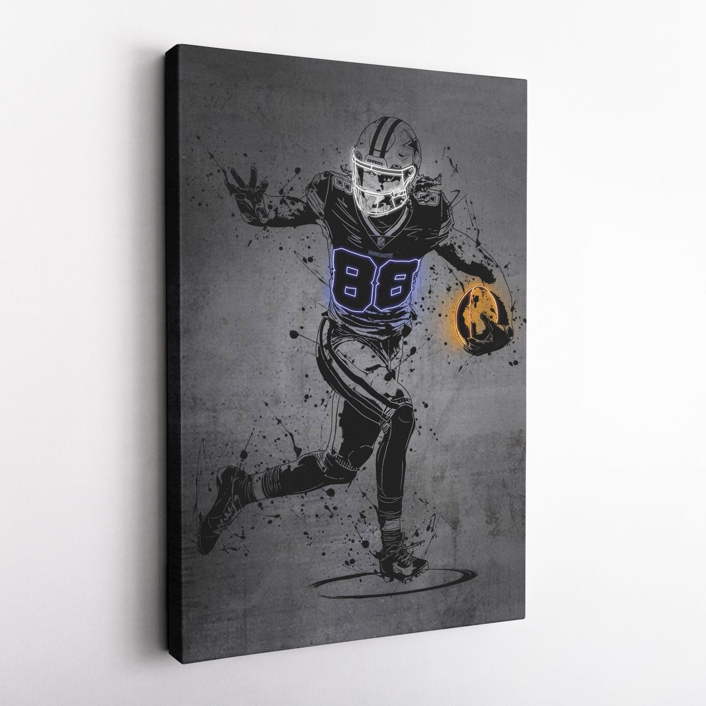 CeeDee Lamb Neon Canvas Art | Modern Wall Decor for Cowboys Fans