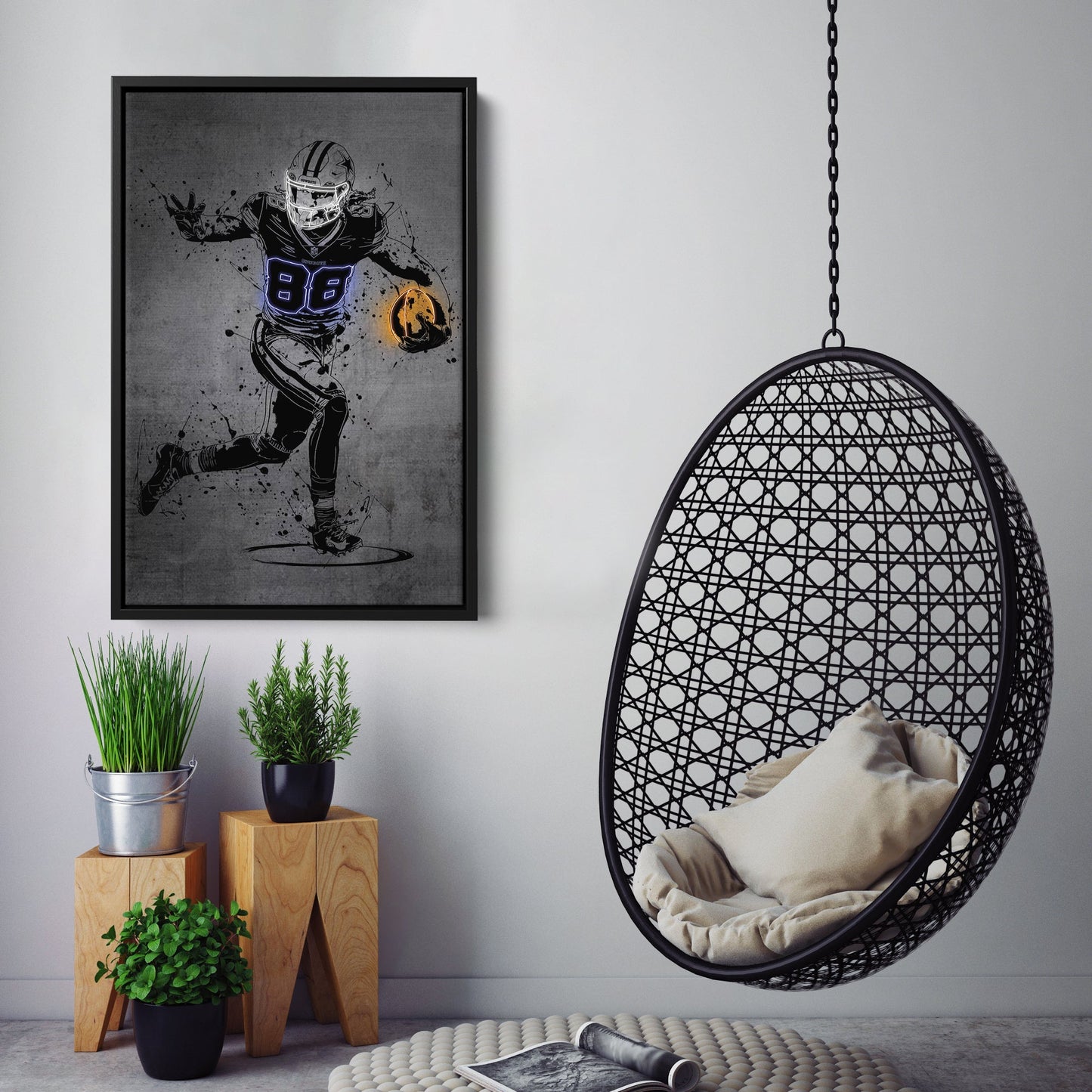 CeeDee Lamb Neon Canvas Art | Modern Wall Decor for Cowboys Fans