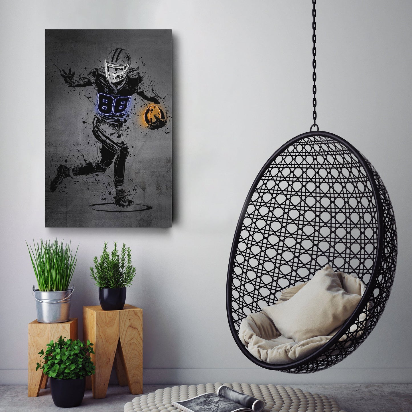CeeDee Lamb Neon Canvas Art | Modern Wall Decor for Cowboys Fans