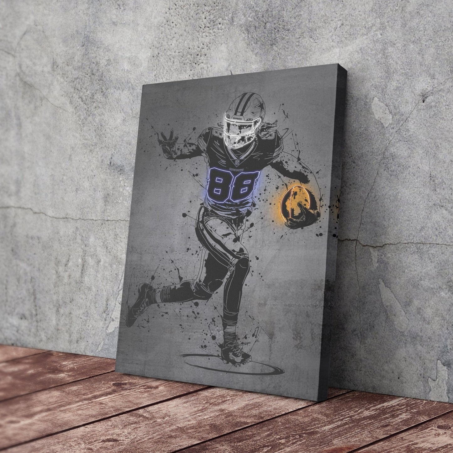 CeeDee Lamb Neon Canvas Art | Modern Wall Decor for Cowboys Fans