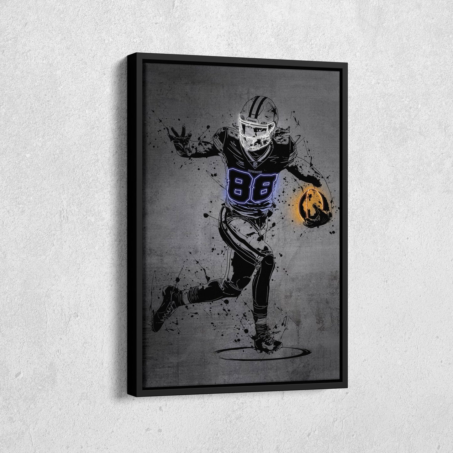 CeeDee Lamb Neon Canvas Art | Modern Wall Decor for Cowboys Fans
