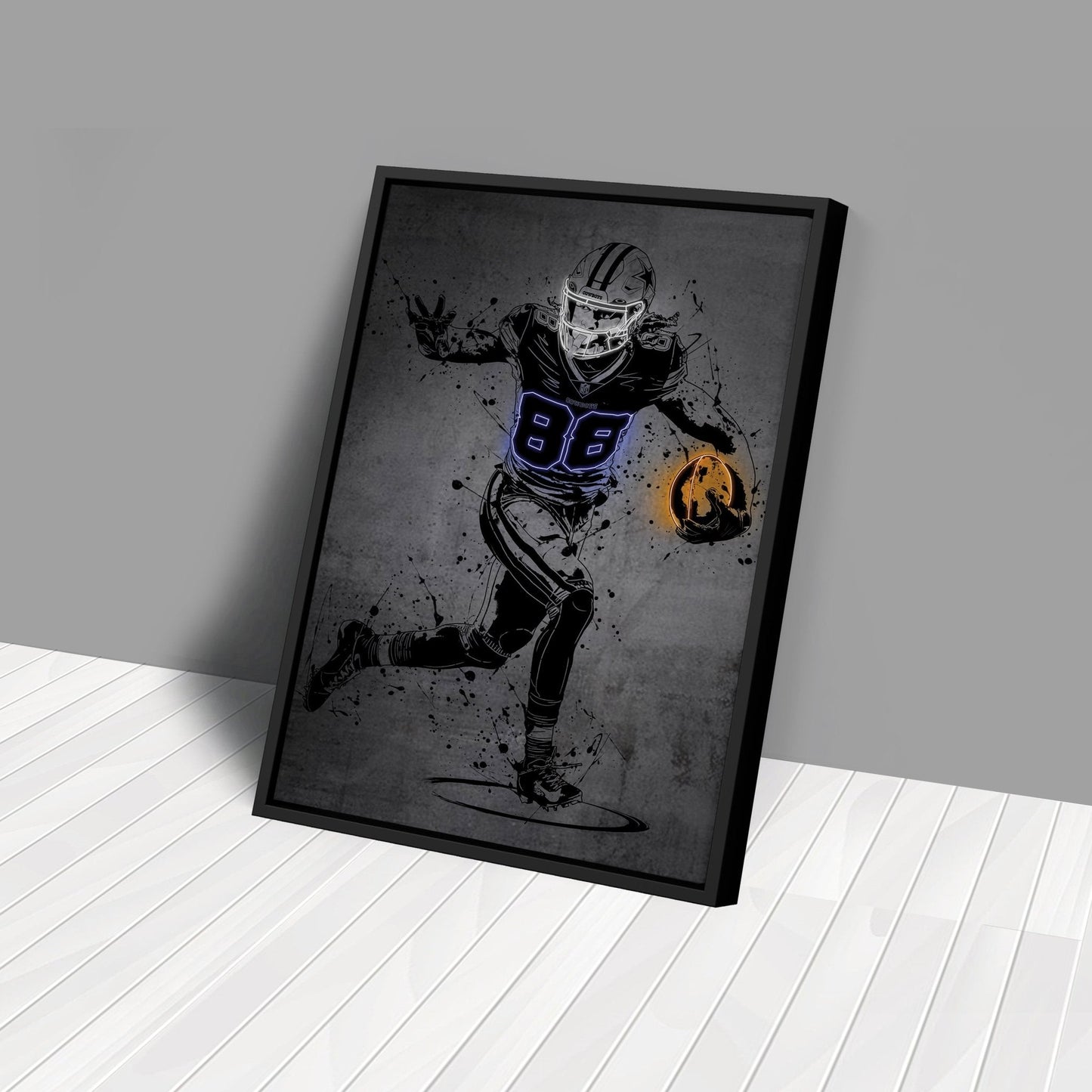 CeeDee Lamb Neon Canvas Art | Modern Wall Decor for Cowboys Fans