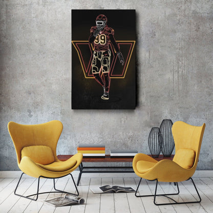 Chase Young Neon Canvas Art | Commanders Wall Decor
