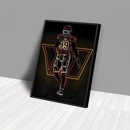 Chase Young Neon Canvas Art | Commanders Wall Decor