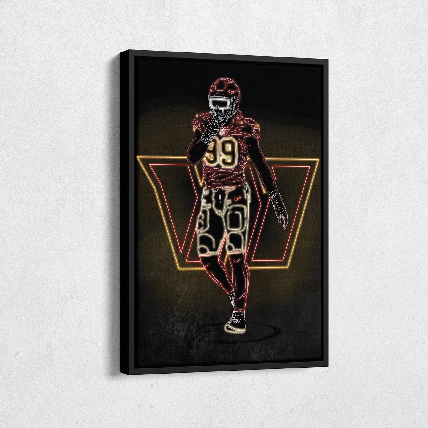 Chase Young Neon Canvas Art | Commanders Wall Decor