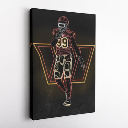 Chase Young Neon Canvas Art | Commanders Wall Decor