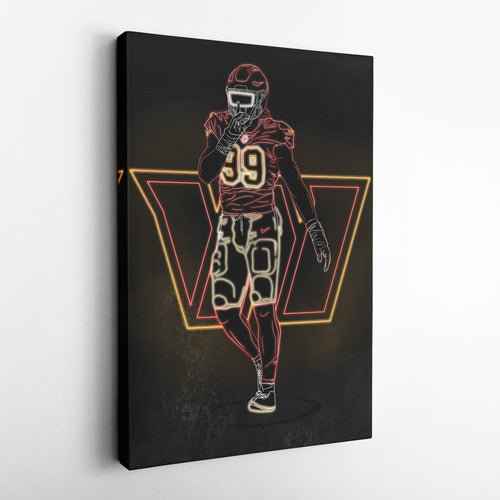 Chase Young Neon Canvas Art | Commanders Wall Decor