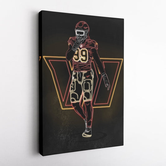 Chase Young Neon Canvas Art | Commanders Wall Decor
