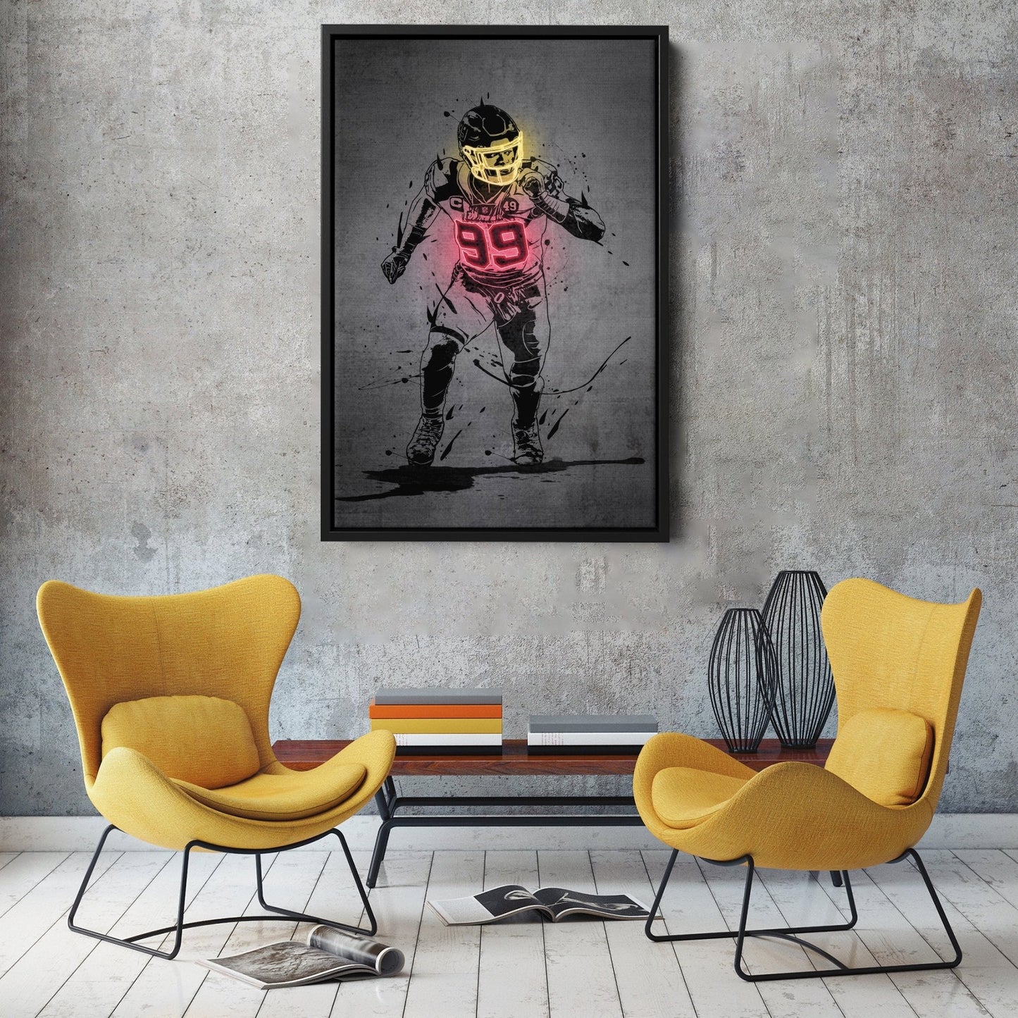 Chase Young Neon Canvas Art | Modern Wall Decor for Commanders Fans