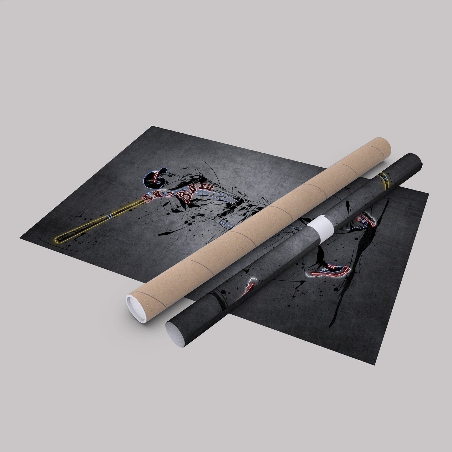 Chipper Jones Neon Canvas Art | Modern Wall Decor for Braves Fans