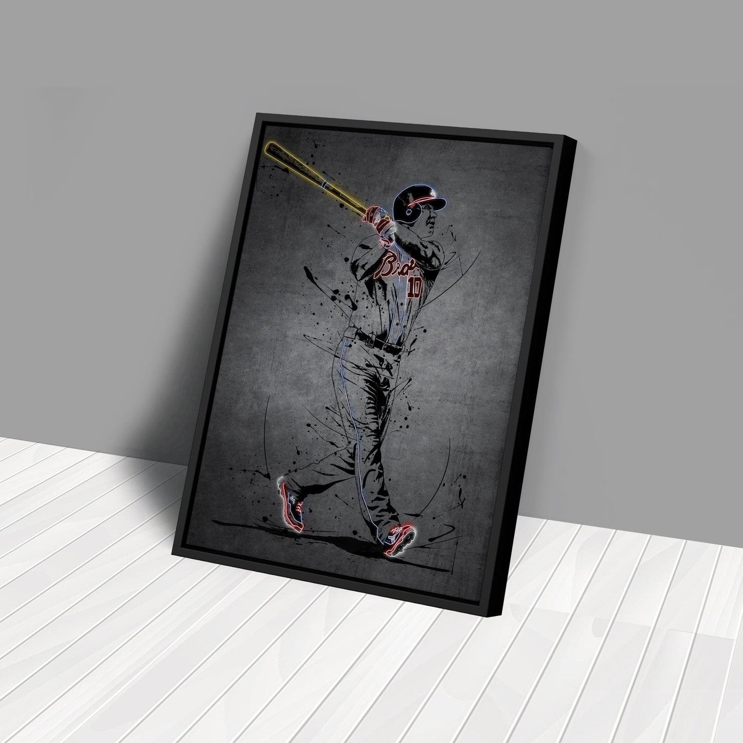 Chipper Jones Neon Canvas Art | Modern Wall Decor for Braves Fans