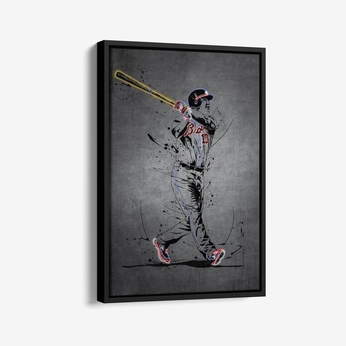 Chipper Jones Neon Canvas Art | Modern Wall Decor for Braves Fans